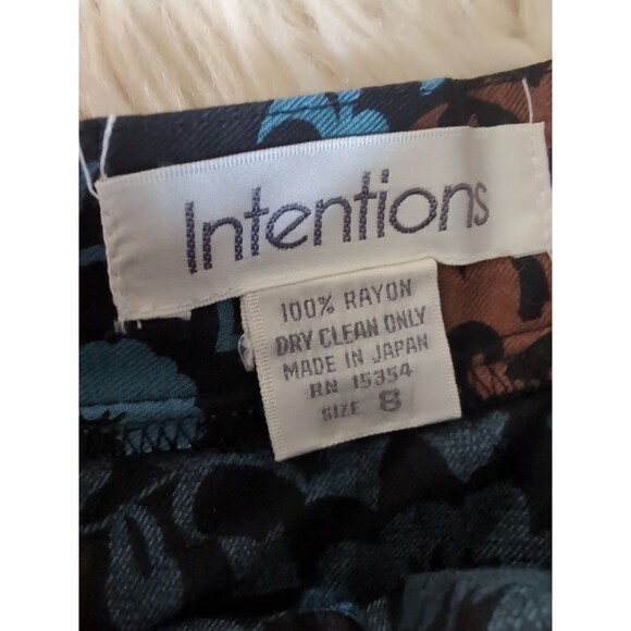 Vintage INTENTIONS Women's 8 Floral Midi Pleated Skirt 28" Dark Floral Print - Picture 12 of 13